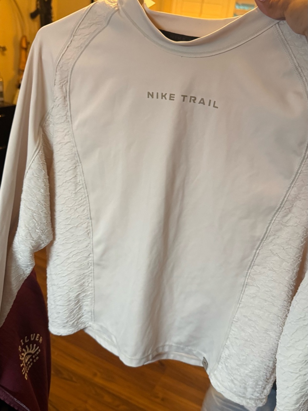 Nike White Trail Long Sleeve Performance Shirt
